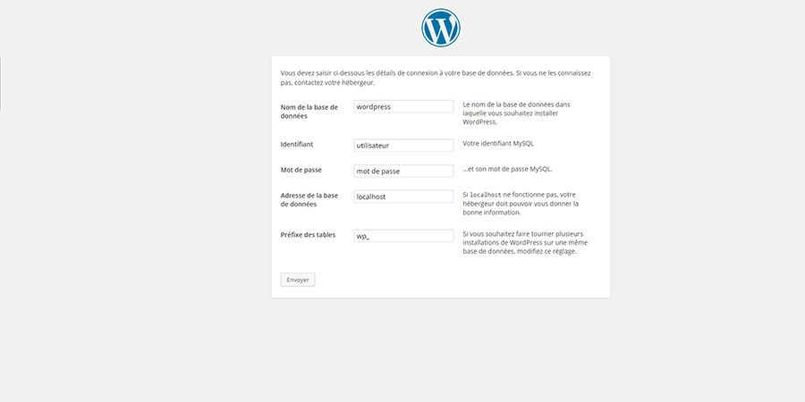 installer wordpress étape 2