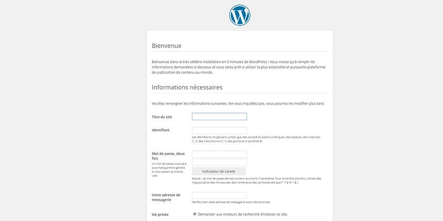 installer wordpress étape 4